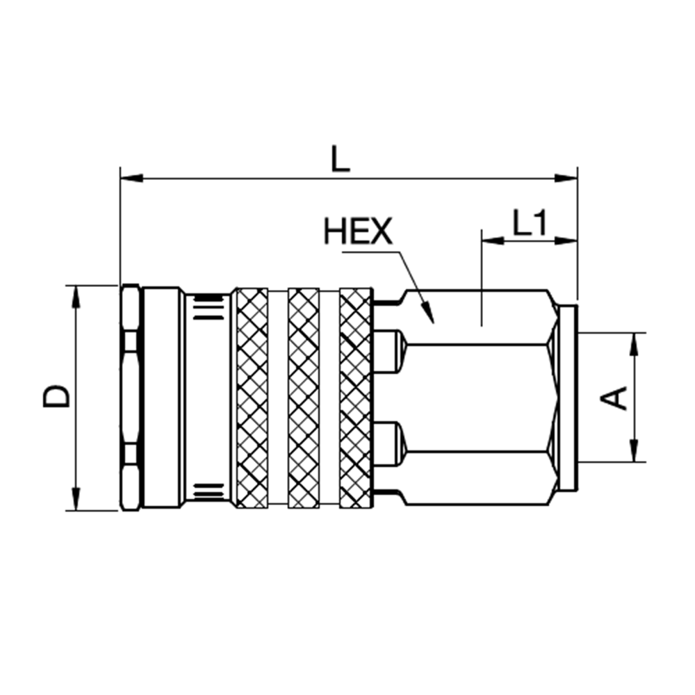 Series 1900 - Double Shut-Off Coupling (with valve) - female thread - Brass