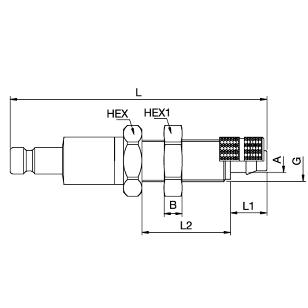 Serie 20 - Double Shut-Off Han Lynkobling (med ventil) - Panelmonteret Med Plastikslange samling - Messing