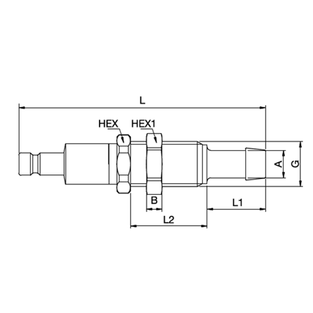 Serie 20 - Double Shut-Off Han Lynkobling (med ventil) - Panelmonteret Med Slangestuds - Messing