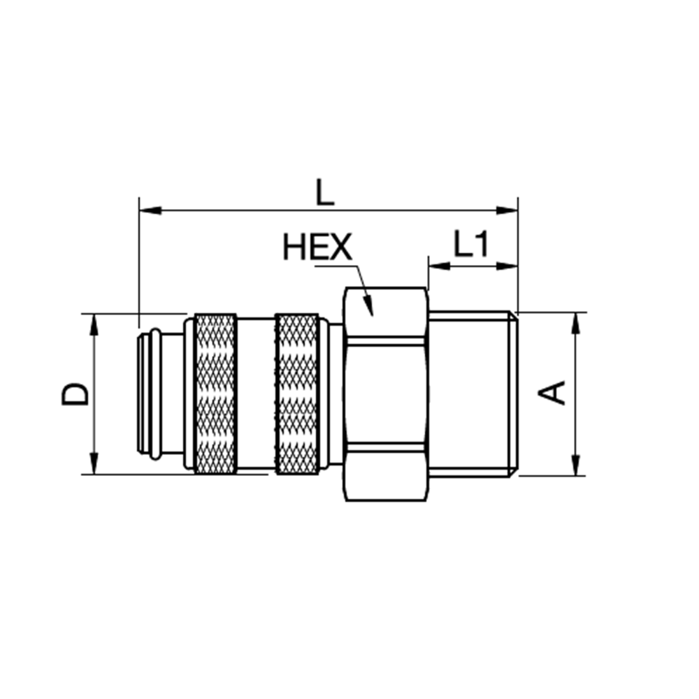 Serie 21 - Dry-Break (double shot-off) Hun Lynkobling - Han Gevind - Messing