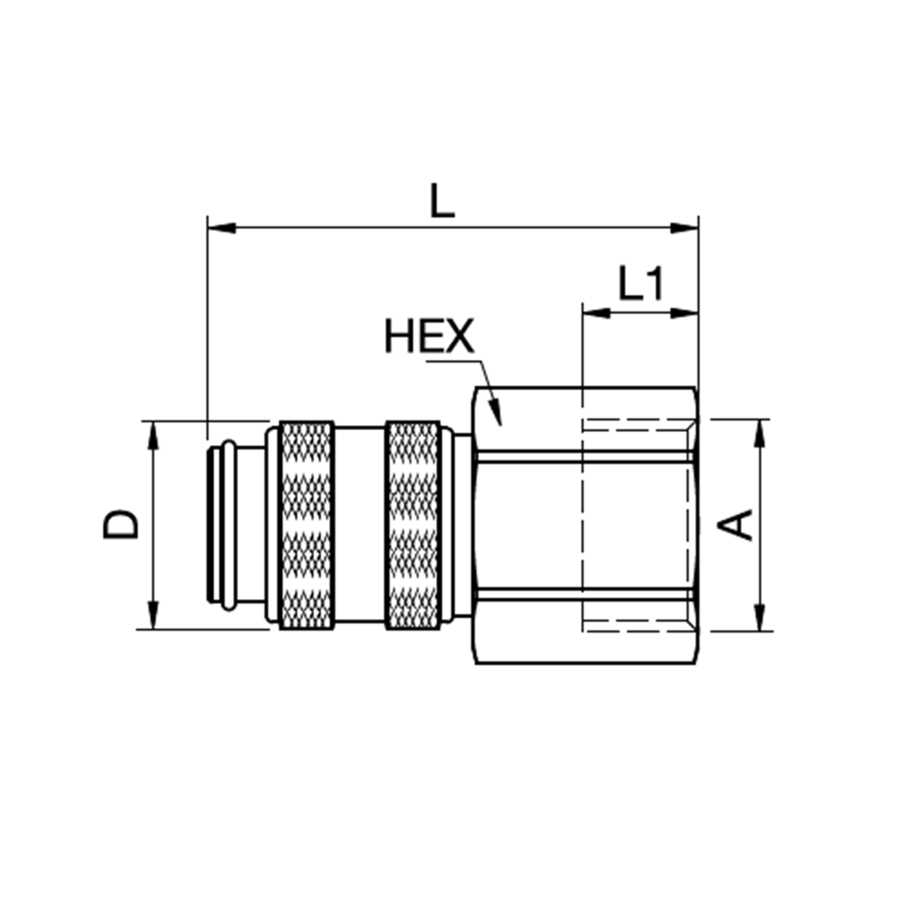 Serie 21 - Dry-Break (double shot-off) Hun Lynkobling - Hun Gevind - Messing