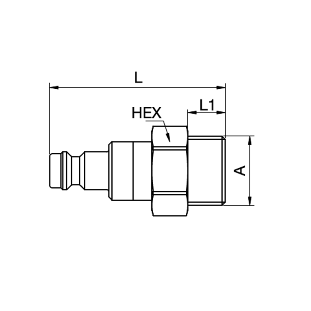 Serie 21 - Dry-Break (double shot-off) Han Lynkobling - Han Gevind - Messing