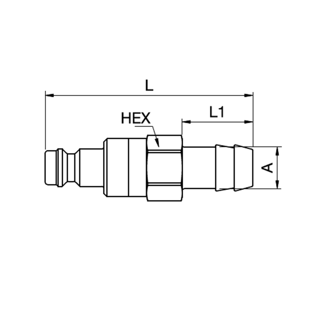 Serie 21 - Dry-Break (double shot-off) Han Lynkobling - Slangestuds - Messing