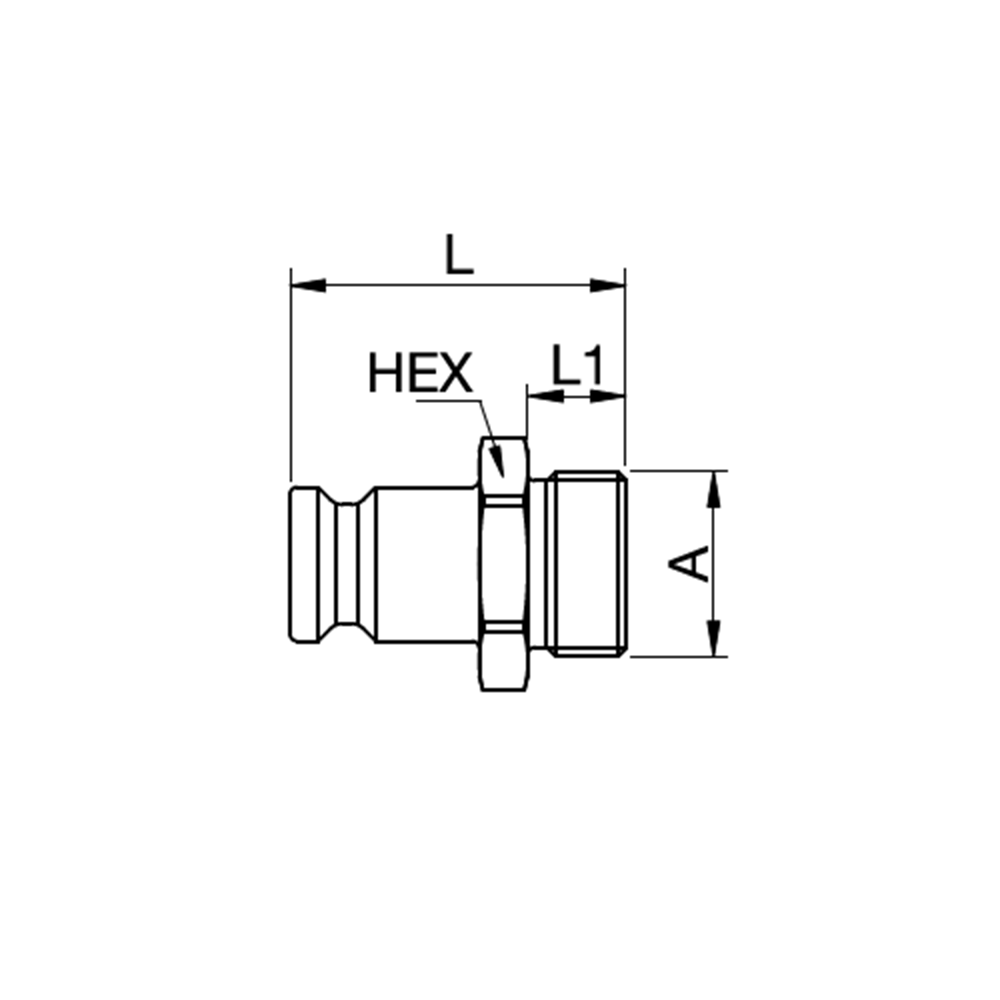 Serie 29 - Straight-Through Han Lynkobling (med ventil) - Han Gevind - Stål