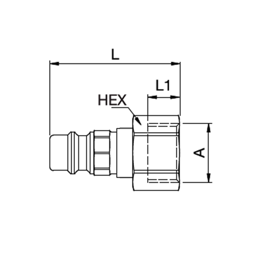 Serie 26 (Formkodet) - Straight-Through Han Lynkobling (uden ventil) - Hun Gevind - Messing