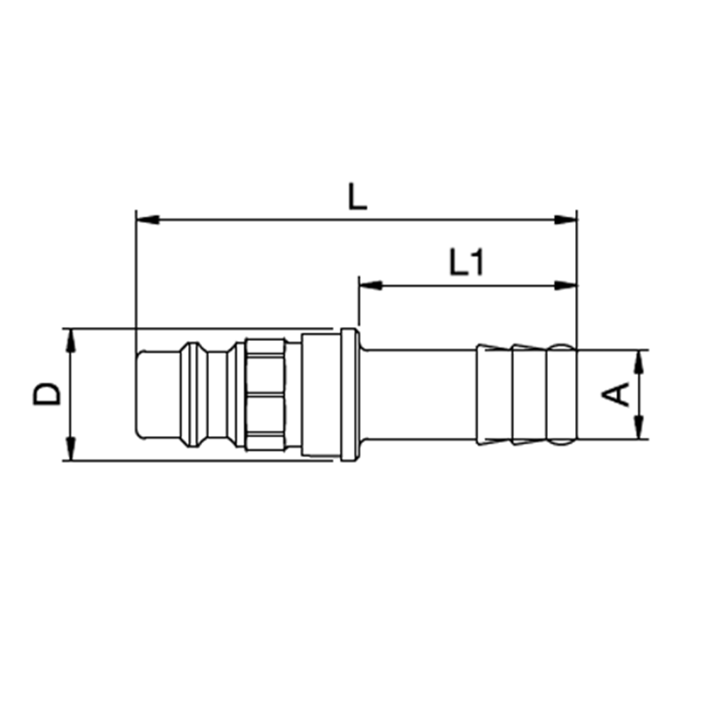 Serie 26 (Formkodet) - Straight-Through Han Lynkobling (uden ventil) - Slangestuds - Messing