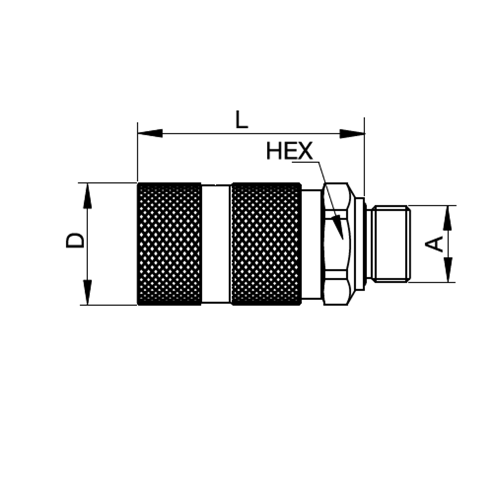 Serie NSE - Lynkobling  - Flad Pakning - Han Gevind