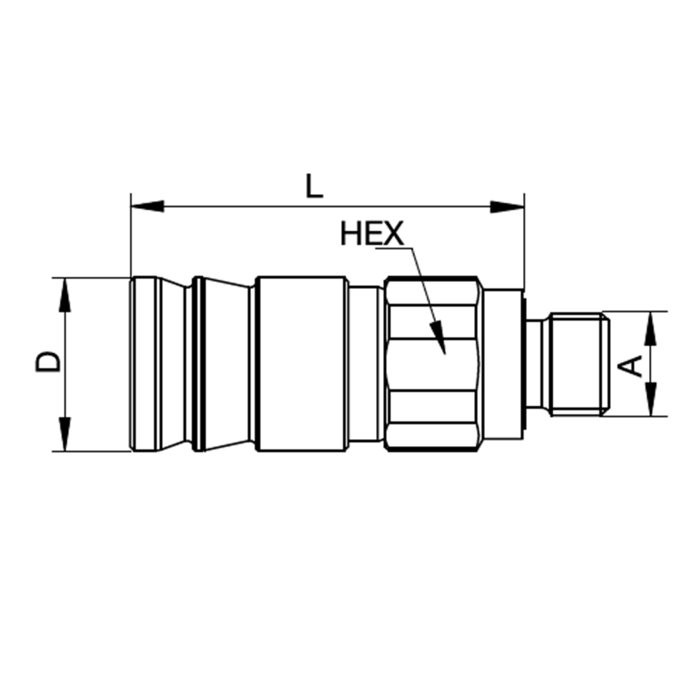 Serie NSI - Lynkobling  - Flad Pakning - Han Gevind