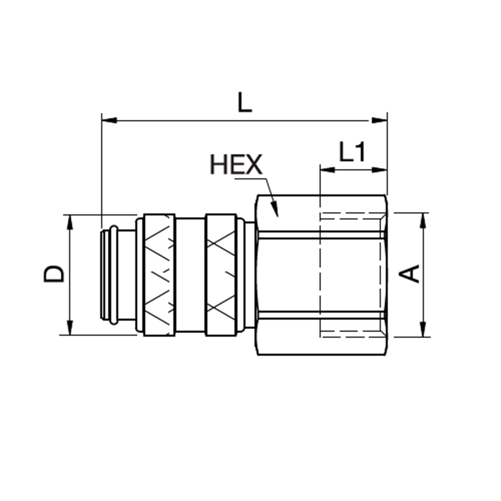 Series 21 - Safety (double shut-off) Coupling (with valve) - female thread - Brass