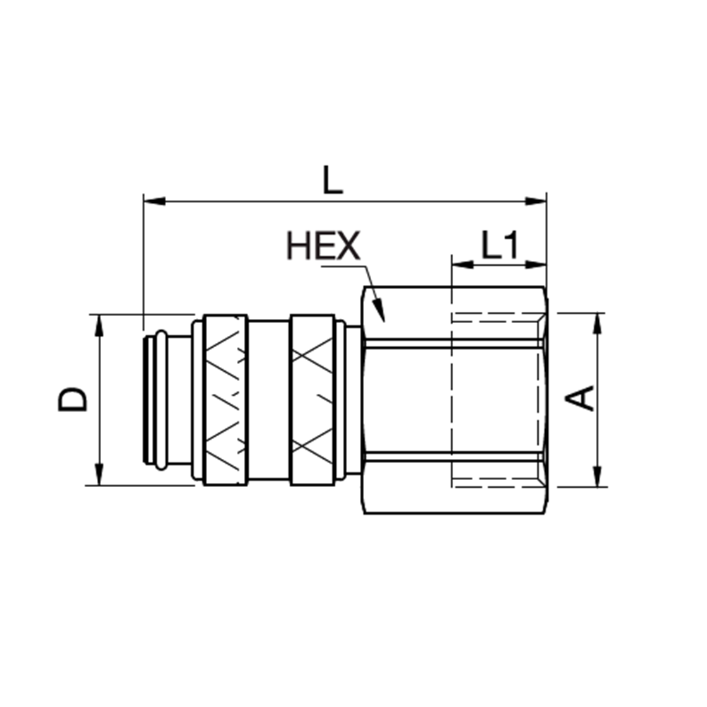 Series 21 - Safety (single shut-off) Coupling (with valve) - female thread - Brass