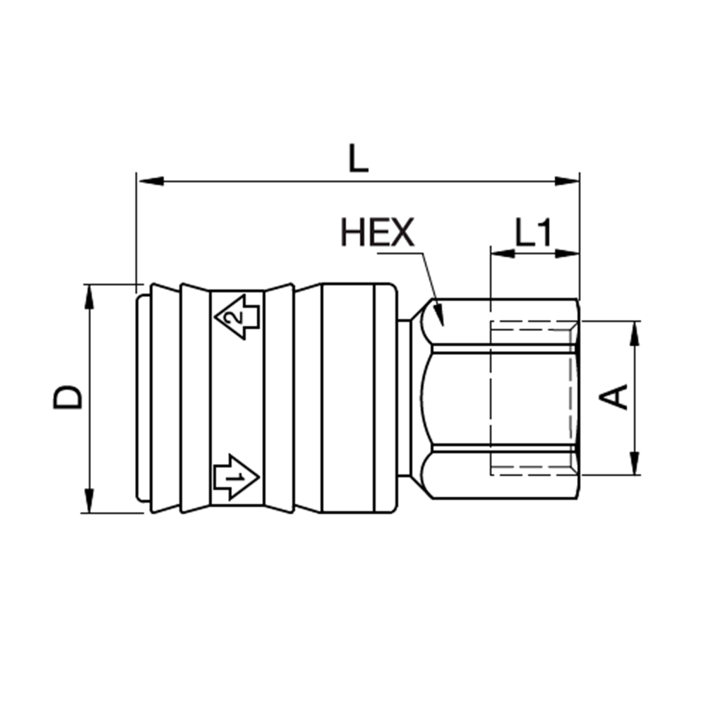 Series 26 - Self-Venting System Coupling (with valve) - female thread - Brass