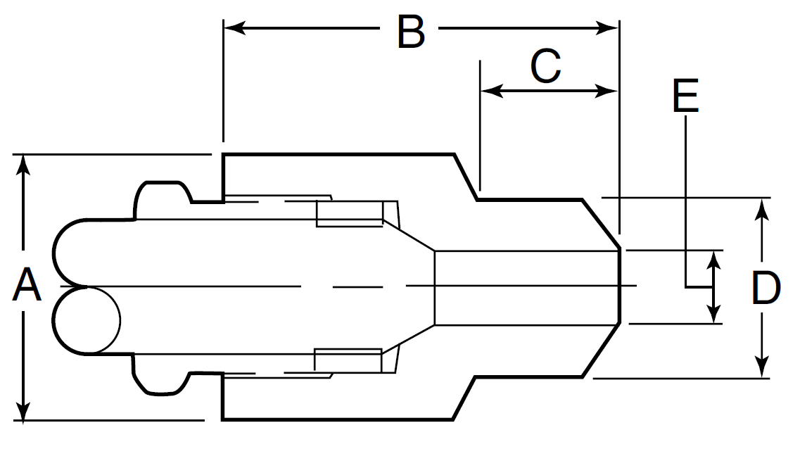 Header Kobling Gennemboret - Hun Medium Tryk