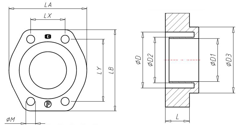 Indsats Med Flad Flace & Gevind Flange