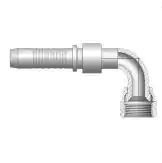 JIC Vinkel 90° Indstik - UN/UNF Svivel (Hun) indv. gev./Omløber (Udkravning 37°)