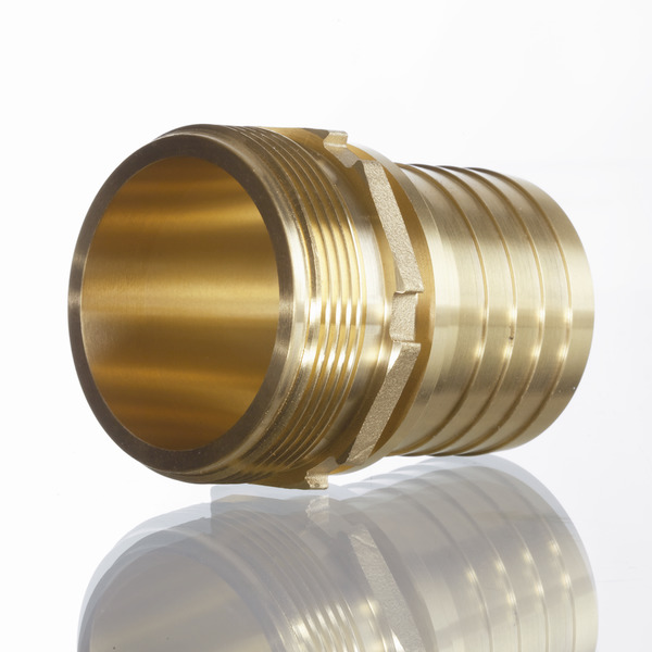 Slangenippel Rillet for Spændebånd - Udv. BSPP Gevind i Messing