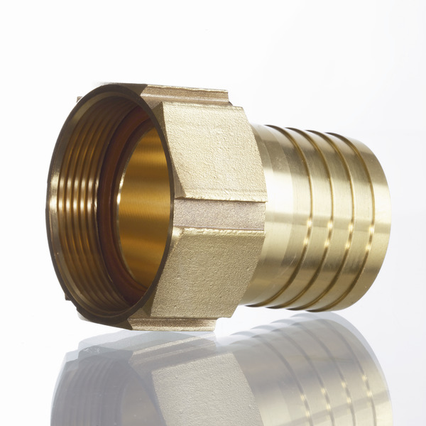 Slangenippel Rillet for Spændebånd - Omløber BSPP Gevind i Messing