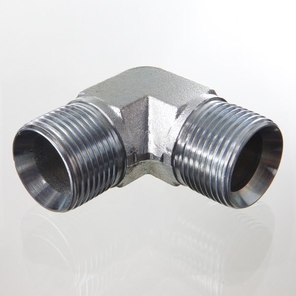 Hydr. Adaptor, Vinkel 90 °: Han/Han - BSP, Udkravning, 60 ° / BSP, Udkravning, 60 °