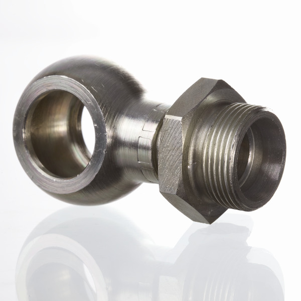 Hydr. Adaptor, Elbow Banjo 90 °: Male/Banjo - DIN - Metric, Flare, 24 ° / , Sealing Washer