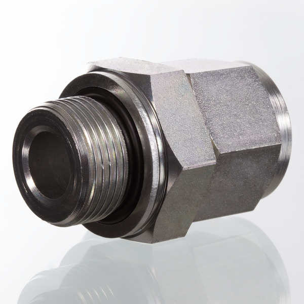 Hydr. Adaptor, Straight: Male/Female Swivel - BSP, O-ring and retaining ring / BSP, Cone w/ O-ring, 60 °