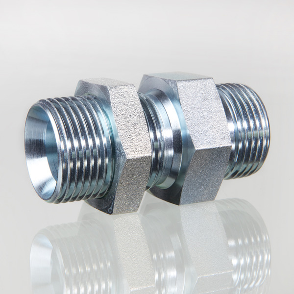 Hydr. Adaptor, Bulkhead - Straight: Male/Male - BSP, Flare, 60 ° / BSP, Flare, 60 °