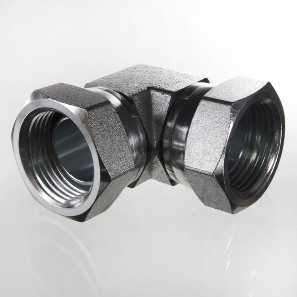 Hydr. Adaptor, Vinkel 90 °: Omløber/Omløber - BSP, Konus, 60 ° / BSP, Konus, 60 °