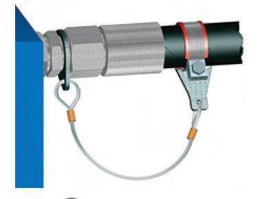 Beskyttelses Wire Monteret i Porttilslutning - Hose Whip Restraint