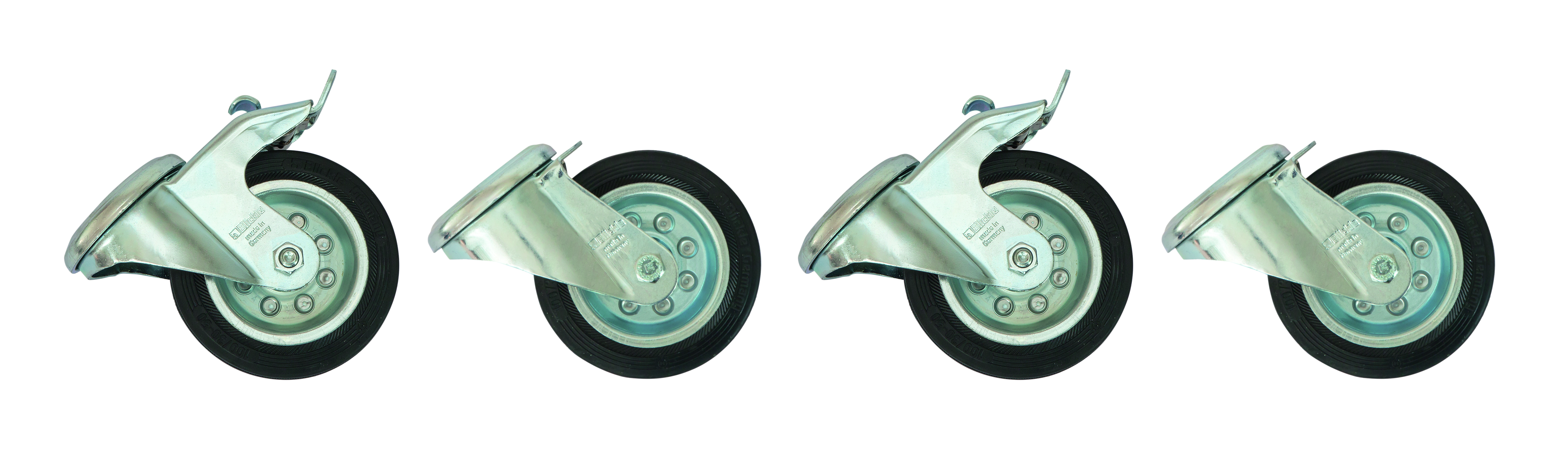 Hjul til TU bord (4 stk. hårde gummihjul - 2 med hjullås)