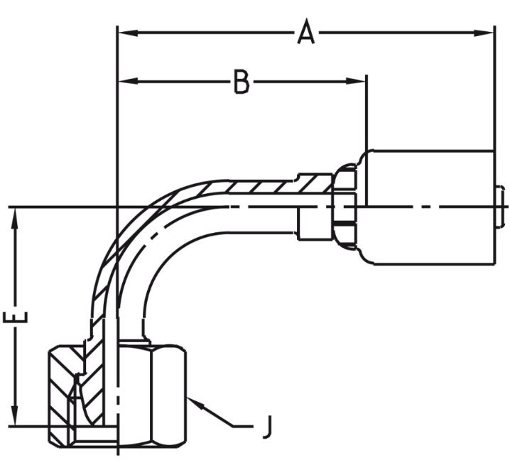 DIN - Metrisk Vinkel 90° Indstik - Metrisk Svivel (Hun) indv. gev./Omløber (For 24°/60° Udkravning)