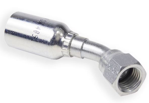 JIC Vinkel 45° Indstik - UN/UNF Svivel (Hun) indv. gev./Omløber (Udkravning 37°)