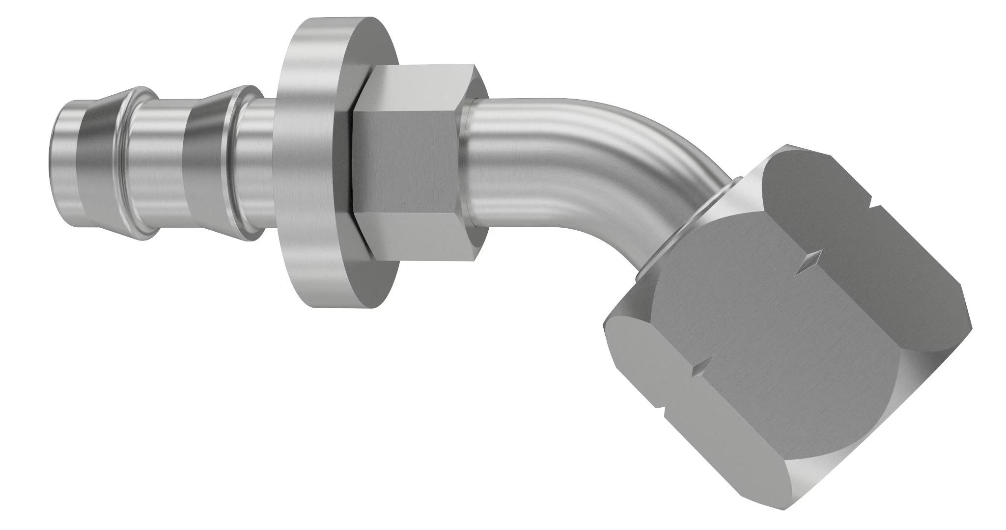Push On Field Attachable Hydraulic Hose Fitting - 82 Series Fittings Elbow 45° Female SAE 45° - Swivel Steel