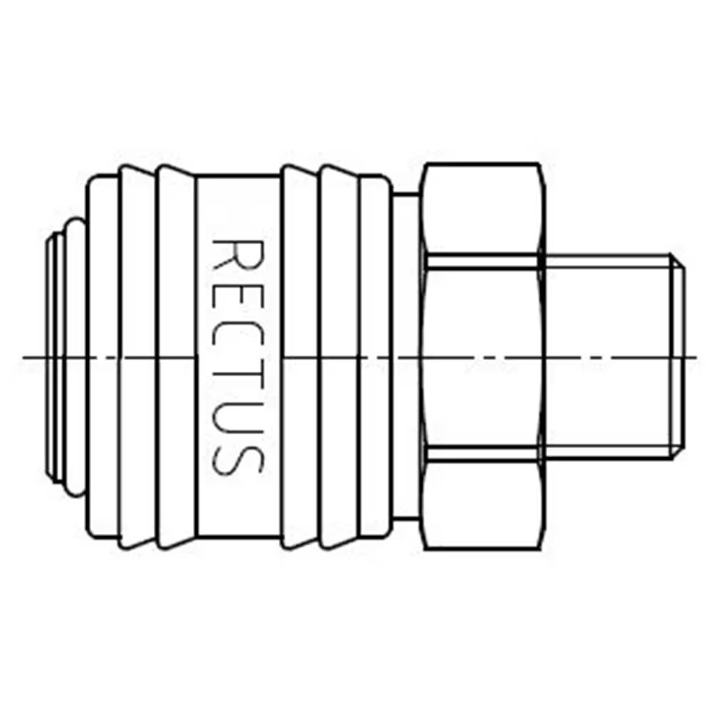 Serie 26  Straight-Through Hun Lynkobling (uden ventil) - Han Gevind - Rustfrit stål