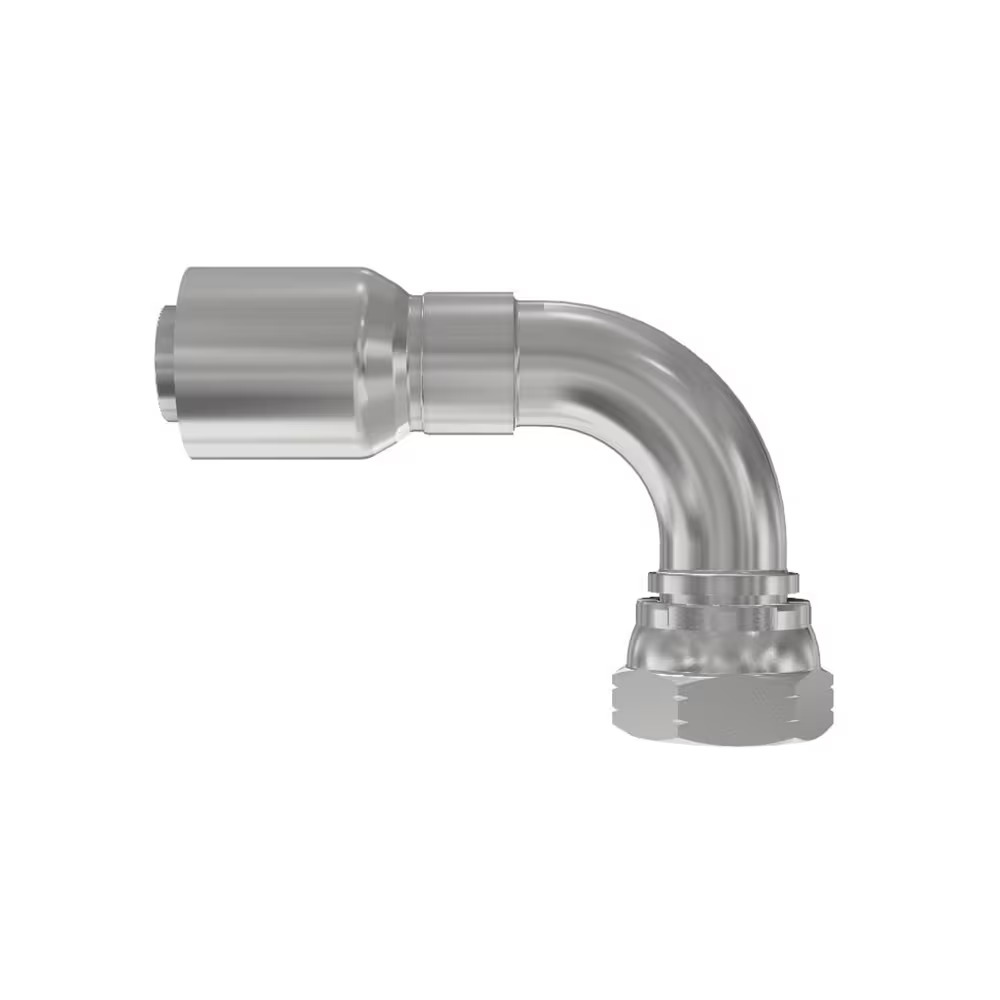 Crimped Thermoplastic Hose Fittings, F6 Series Elbow 90° (60° Cone Female BSP Parallel Pipe Swivel