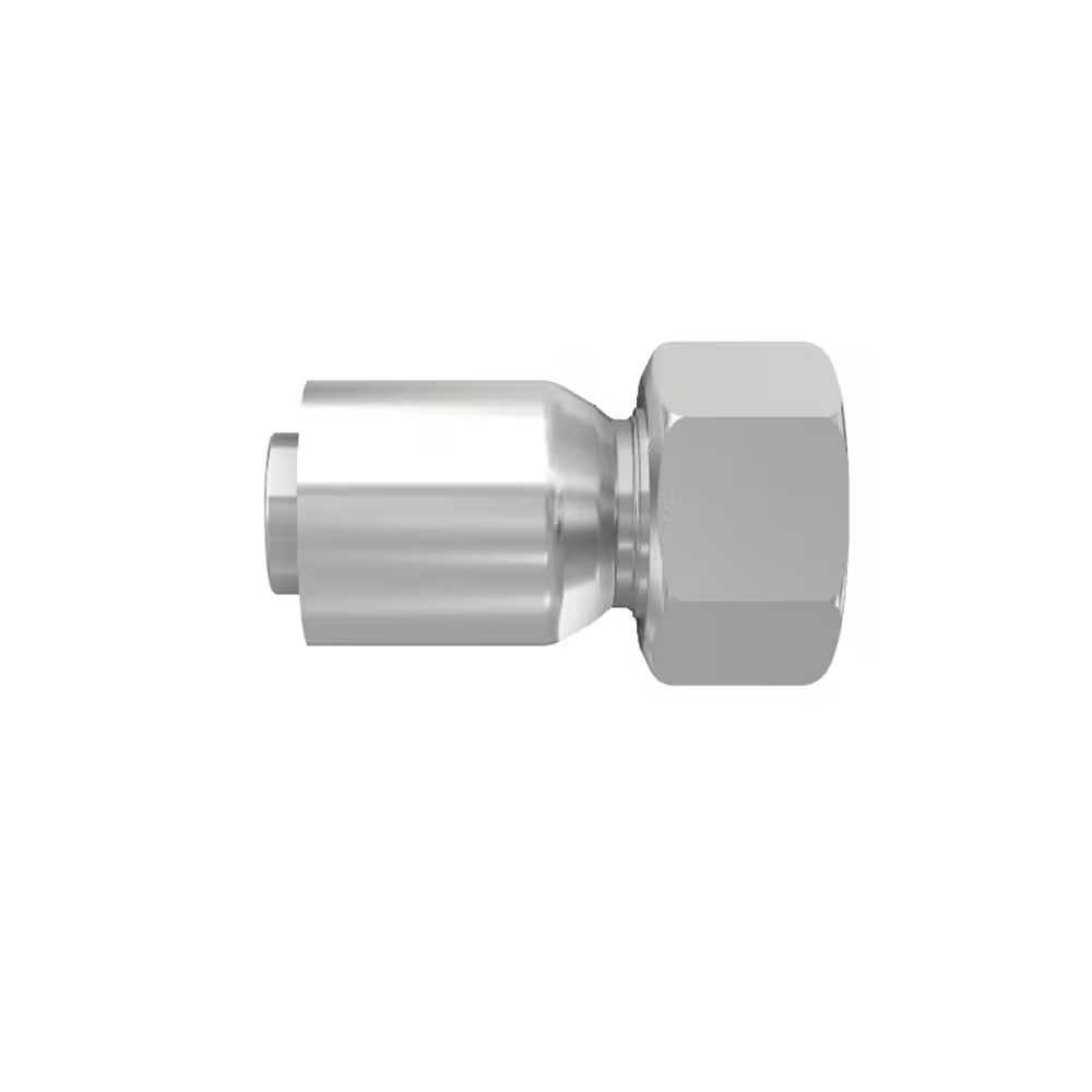 Crimped Thermoplastic Hose Fittings, F6 Series Straight Female Metric L - Swivel