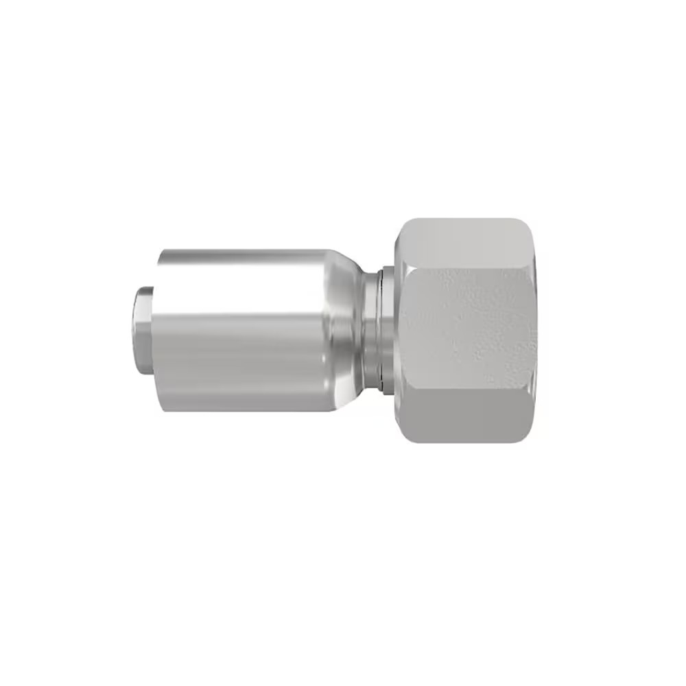 Crimped Thermoplastic Hose Fittings, F6 Series Straight Female Metric S - Swivel (24° Cone with O-Ring