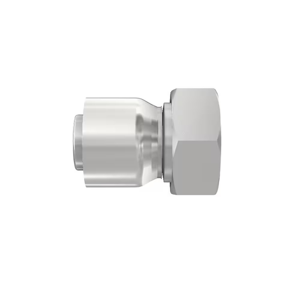 Crimped Thermoplastic Hose Fittings, F6 Series Straight Female Metric L - Swivel (24° Cone with O-Ring