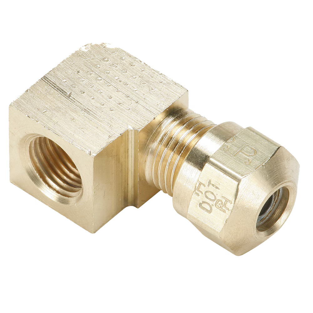 Air Brake D.O.T. Compression Style Fittings for J844 Tubing - NTA 90° Elbow Tube to Female Pipe