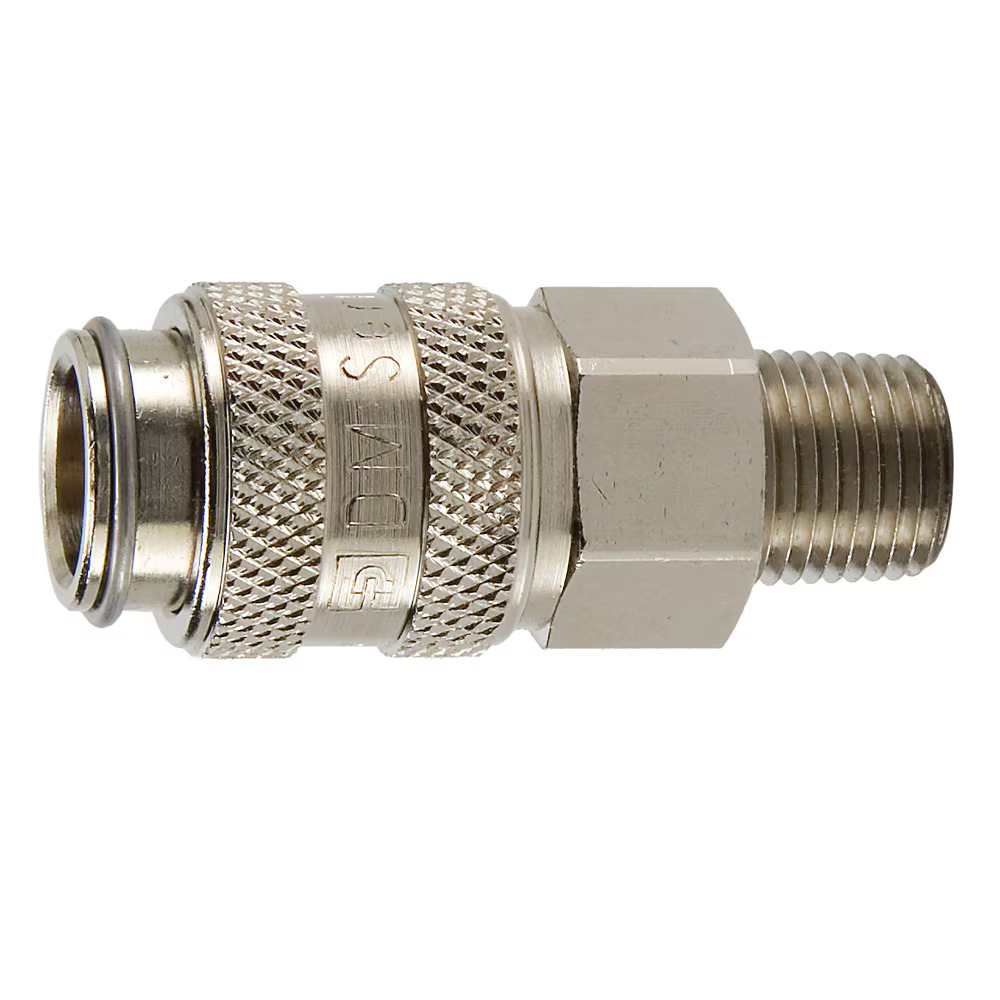 Miniature Size, Double Shut-off, Push to Connect Quick Couplings - DM Series Female Coupler Male NPTF
