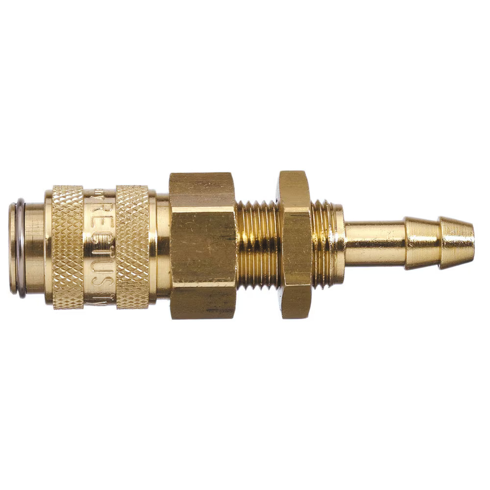 Serie 21  Dry-Break (double shut-off) Hun Lynkobling (med ventil) - Panelmonteret Med Slangestuds - Rustfrit stål