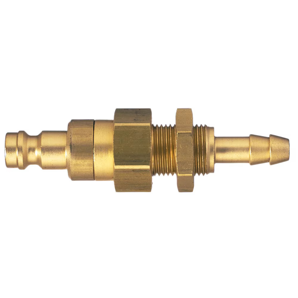 Serie 21  Double Shut-Off Han Lynkobling (med ventil) - Panelmonteret Med Slangestuds - Rustfrit stål