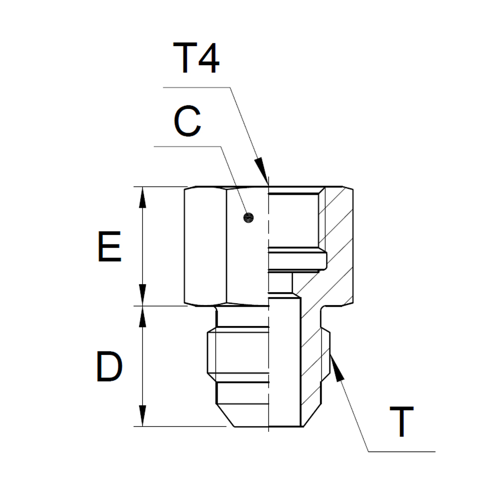 Pressure Gauge Connector - 37° Flare end / Female BSPP gauge thread