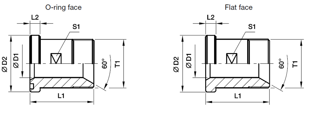 SAE Lige Flange Adapter - SAE Flange / BSPP 60° Konus Ende