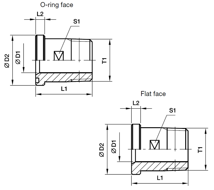 SAE Flange Adapters Lige - SAE Flange / Udvendig NPT Gevind