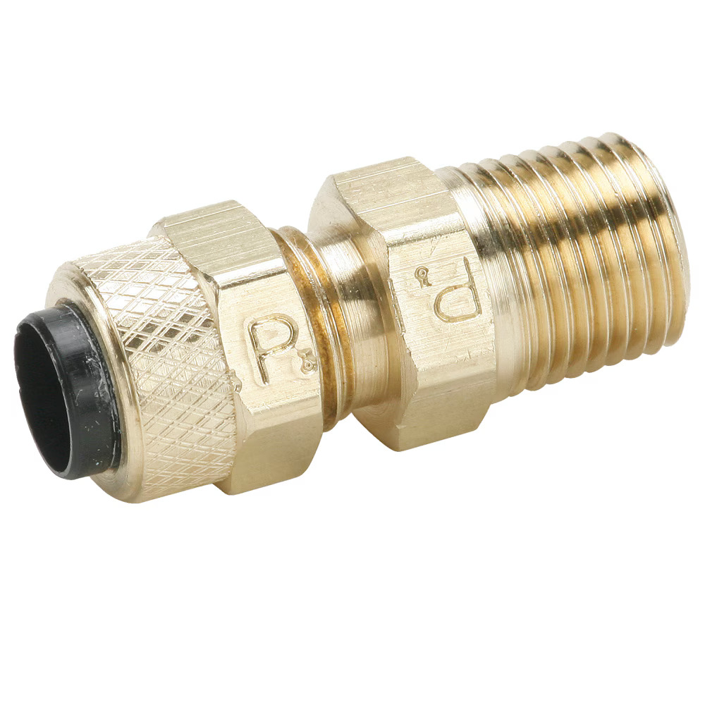 Brass Compression Fittings for Thermoplastic and Soft Metal Tubing - Poly-Tite. Connector Tube to Pipe