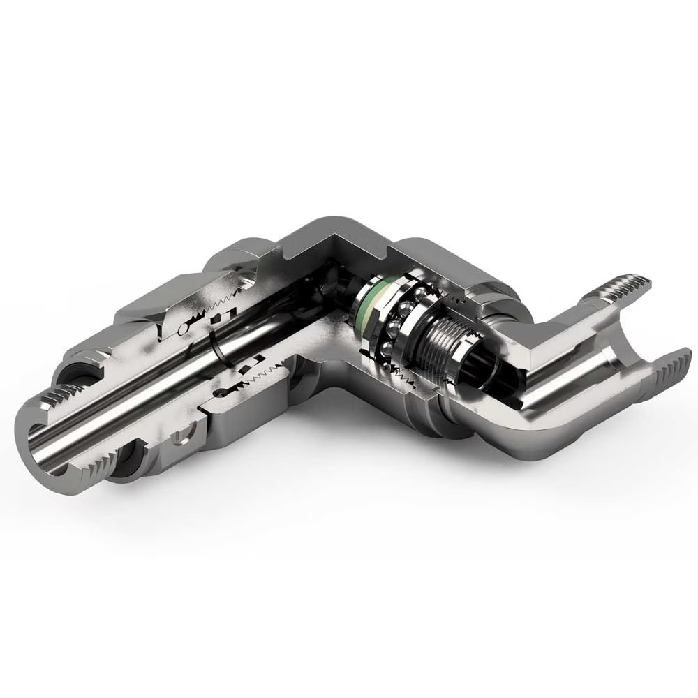 Ermeto DIN Ball bearing rotary fittings 'Heavy Duty 360°' Double Elbow 90° G