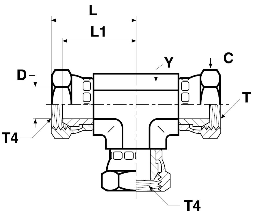 Svivel Omløber T - BSPP 60° Indvendig  Svivel Ende