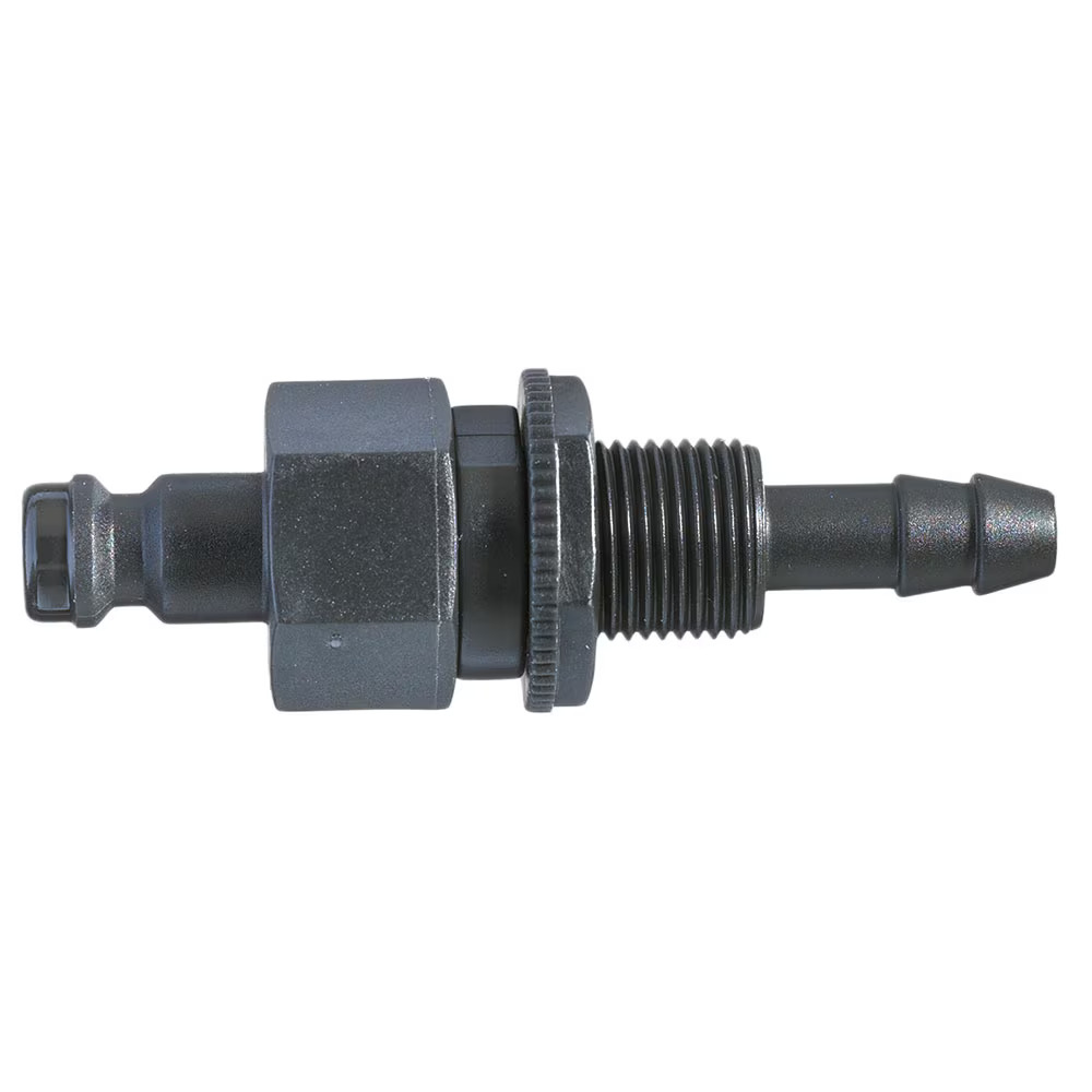 Serie 21  Double Shut-Off Han Lynkobling (med ventil) - Panelmonteret Med Slangestuds -  POM (Delrin)