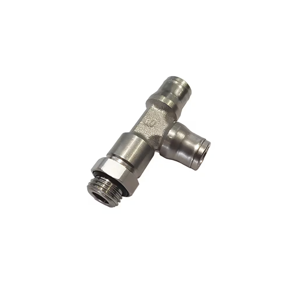LF 3600 Chemical Nickel-Plated Brass Push-In Fittings Run Tee Brass FDA Chemical Nickel-plated Stud Fitting - Adjustable Tube Male UNF