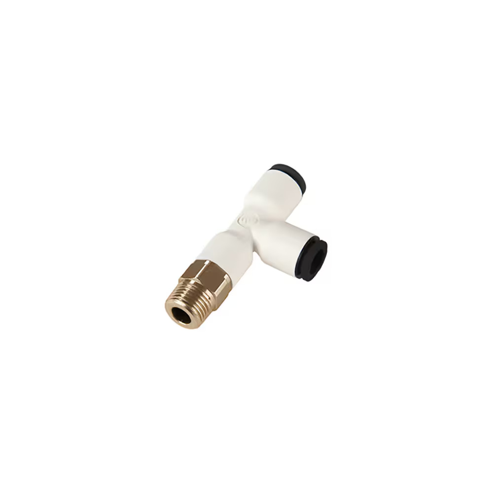 CleanFit Push-In Fittings for Life Sciences and Clean Rooms Run Tee - Stud Male BSPT Thread Bio-based Polymer