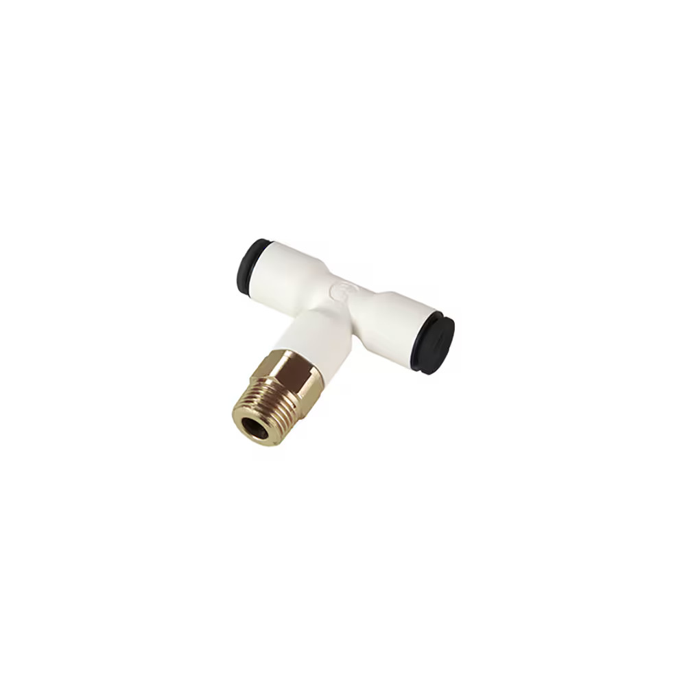 CleanFit Push-In Fittings for Life Sciences and Clean Rooms Branch Tee - Stud Male BSPT Thread Bio-based Polymer