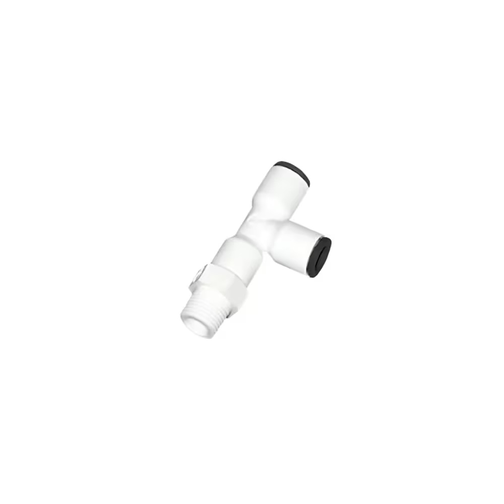 CleanFit Push-In Fittings for Life Sciences and Clean Rooms Run Tee - Male BSPT Bio-based Polymer